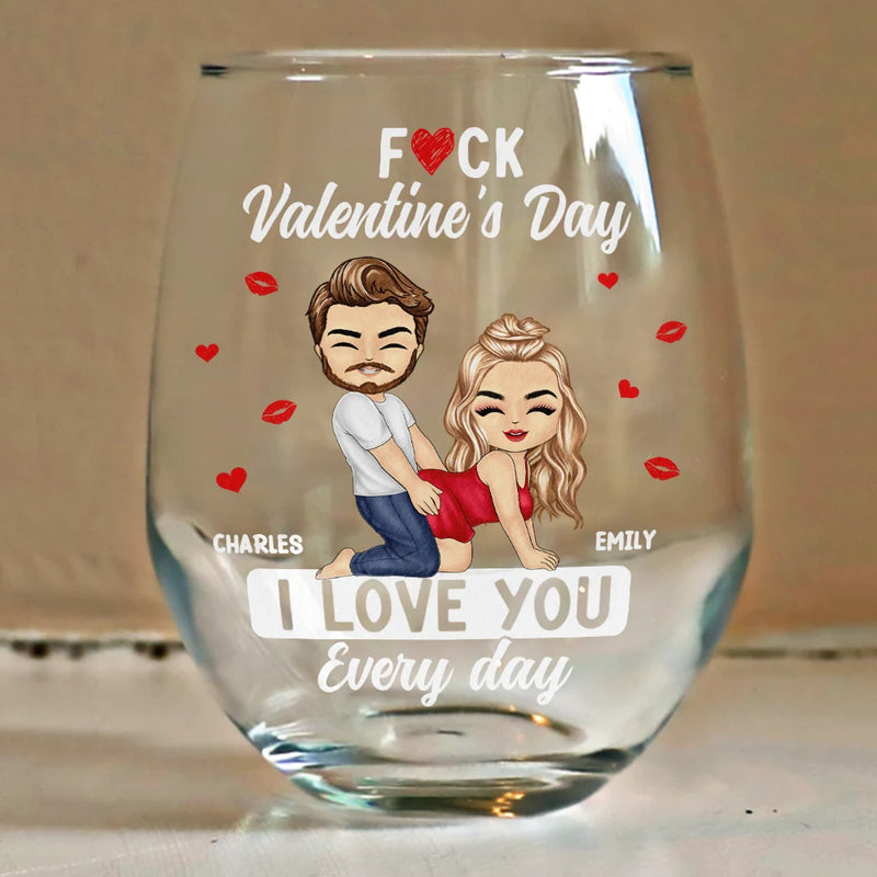 Gift For Couples,Old Couples,Gift For Husband,Gift For Wife,Gift For Boyfriend,Gift For Girlfriend,Love - Couple I Love You Every Day - Personalized Stemless Wine Glass
