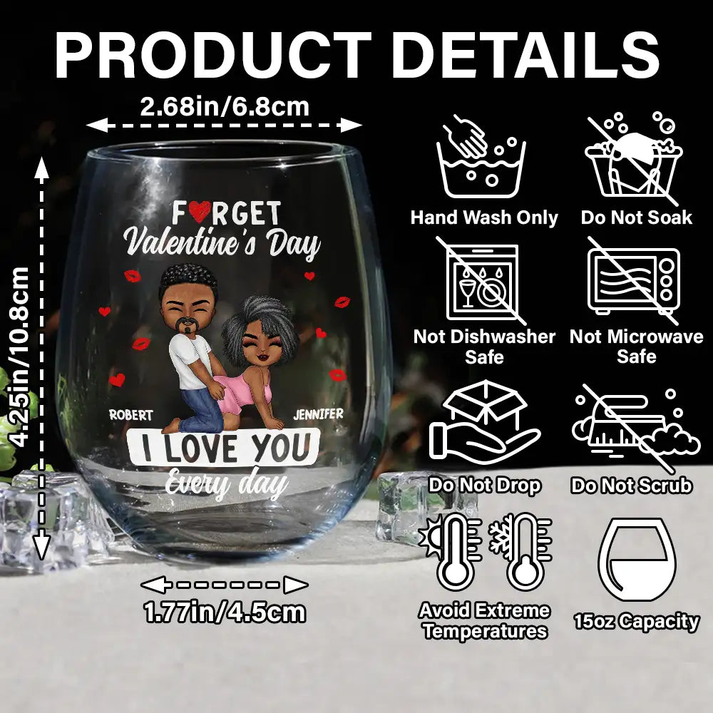 Gift For Couples,Old Couples,Gift For Husband,Gift For Wife,Gift For Boyfriend,Gift For Girlfriend,Love - Couple I Love You Every Day - Personalized Stemless Wine Glass