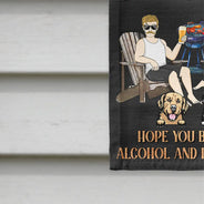 Gift For Couples,Gift For Husband,Gift For Boyfriend,Gift For Wife,Gift For Girlfriend,Pet Couple,Poolside,Happy - Couple Pool & Patio Bar Hope You Brought Alcohol & Dog Treats - Personalized Flag