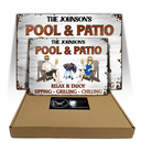 Gift For Couples,Gift For Husband,Gift For Wife,Gift For Boyfriend,Gift For Girlfriend,Patio,Poolside - Couple Pool & Patio Sipping Chilling - Personalized Classic Metal Signs