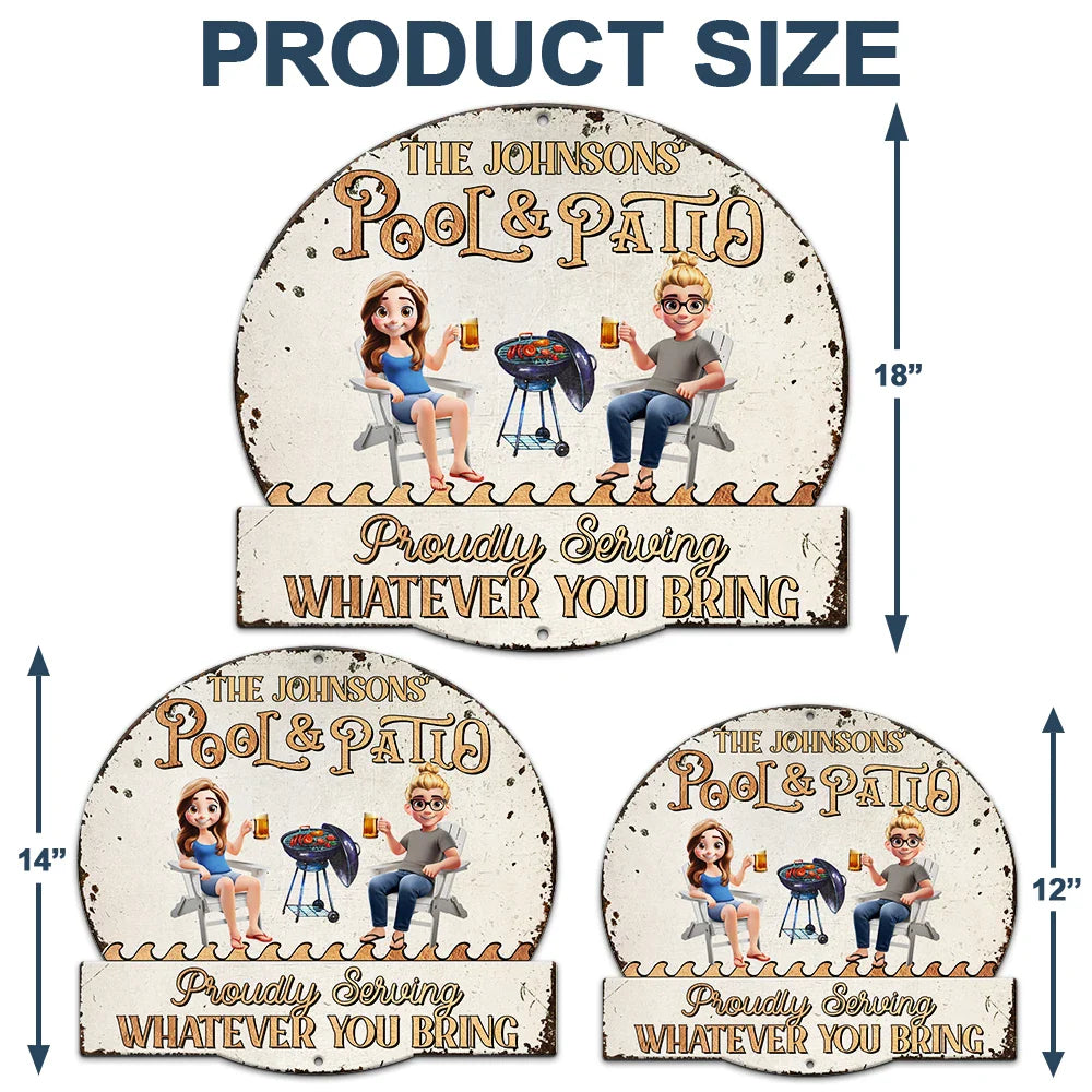 Gift For Couples,Gift For Husband,Gift For Wife,Gift For Boyfriend,Gift For Girlfriend,Poolside,Patio - Couple Poolside Paradise - Personalized Custom Shaped Metal Sign