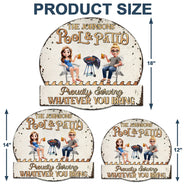 Gift For Couples,Gift For Husband,Gift For Wife,Gift For Boyfriend,Gift For Girlfriend,Poolside,Patio - Couple Poolside Paradise - Personalized Custom Shaped Metal Sign