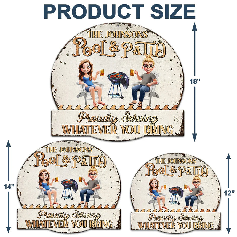 Gift For Couples,Gift For Husband,Gift For Wife,Gift For Boyfriend,Gift For Girlfriend,Poolside,Patio - Couple Poolside Paradise - Personalized Custom Shaped Metal Sign