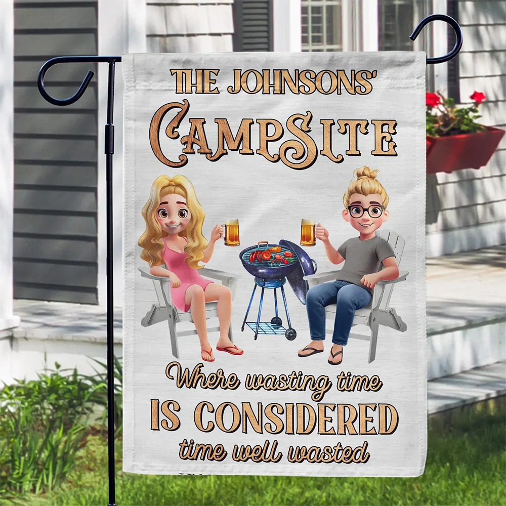 Gift For Couples,Gift For Husband,Gift For Wife,Gift For Boyfriend,Gift For Girlfriend,Poolside,Patio - Couple Poolside Paradise Listen To Good Music 3D Effect - Personalized Flag