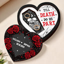 Gift For Couples,Love - Couple Romance Till Death Do Us Part - Personalized 2-Layered Wooden Ring Dish