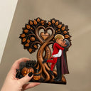 Halloween, Romantic, Gift For Couples, Vector - Couple Standing Halloween Under Heart Tree - Personalized Custom Shaped Wooden Plaque