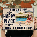 Summer, Gift For Couples, Top Market, Humorous, Vector - Couple Summer This Is Our Happy Place - Personalized Classic Metal Signs
