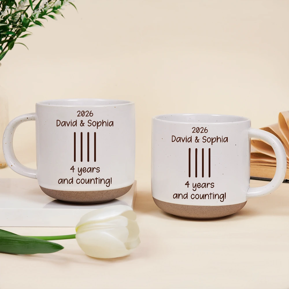 Top Market,Wedding Anniversary,Romantic,Gift For Couples,Icon - Couple Wedding Anniversary Gift Tally Mark - Personalized Pottery Mug