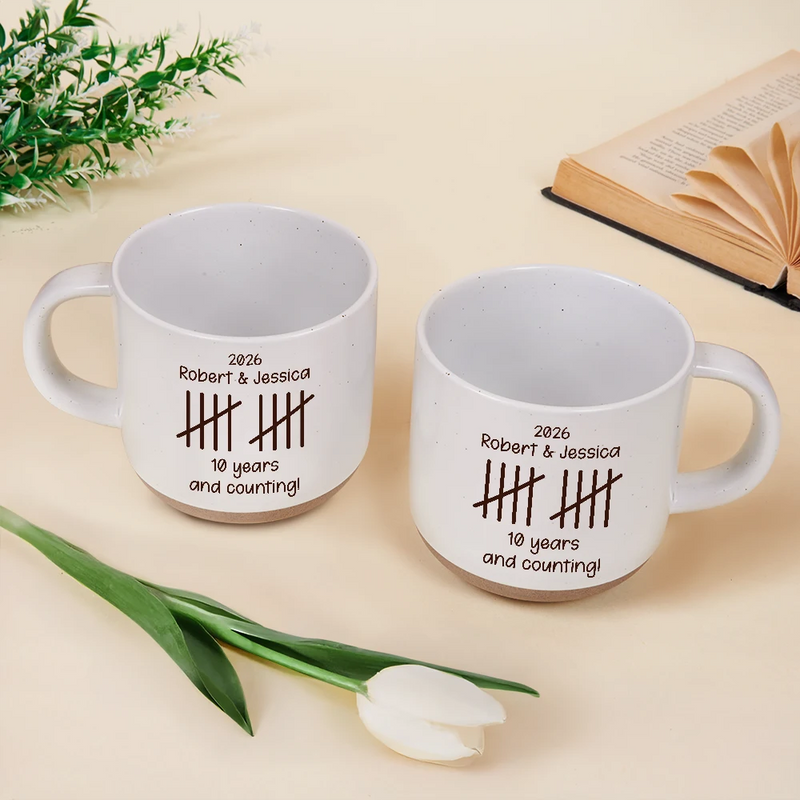Top Market,Wedding Anniversary,Romantic,Gift For Couples,Icon - Couple Wedding Anniversary Gift Tally Mark - Personalized Pottery Mug