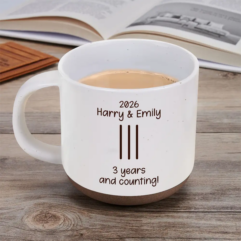 Top Market,Wedding Anniversary,Romantic,Gift For Couples,Icon - Couple Wedding Anniversary Gift Tally Mark - Personalized Pottery Mug
