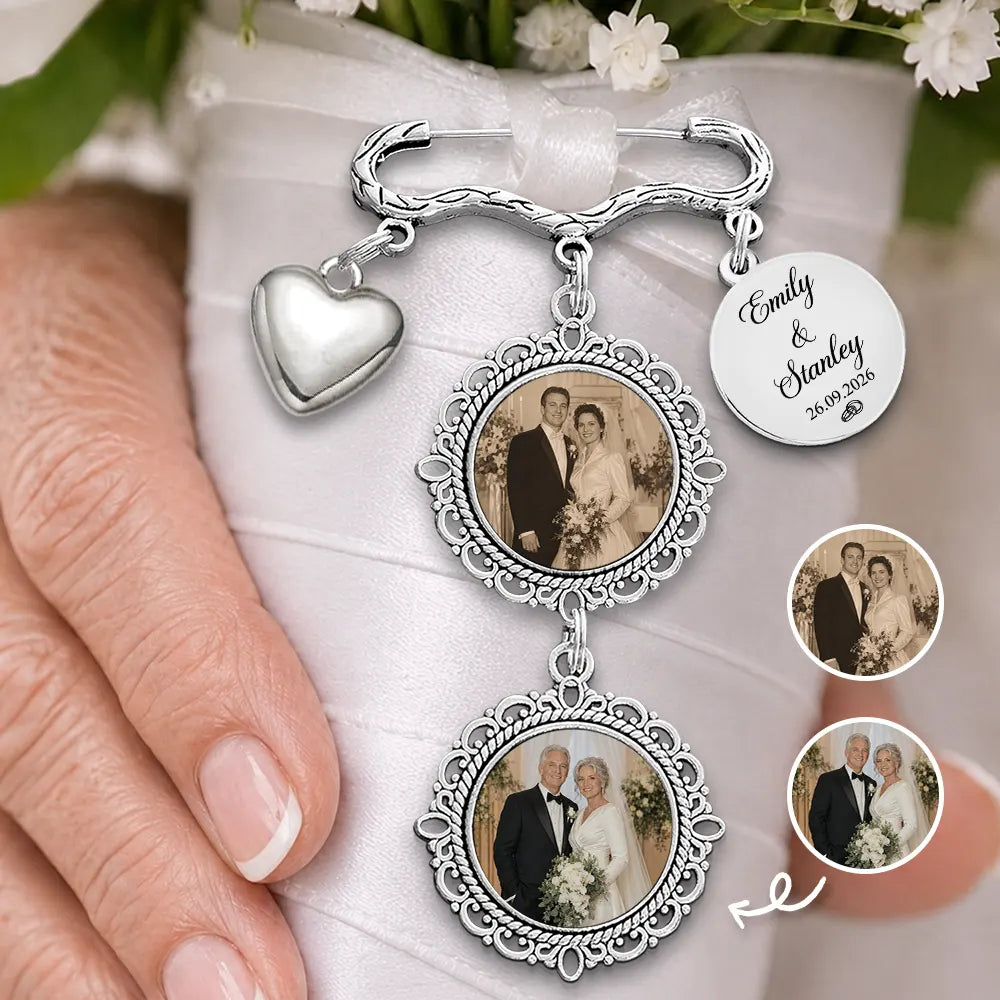 Sentimental, Custom Photo, Gift For Couples, Wedding, Upload Full Photo - Custom Photo Couple Wedding Day - Personalized Lapel Pin