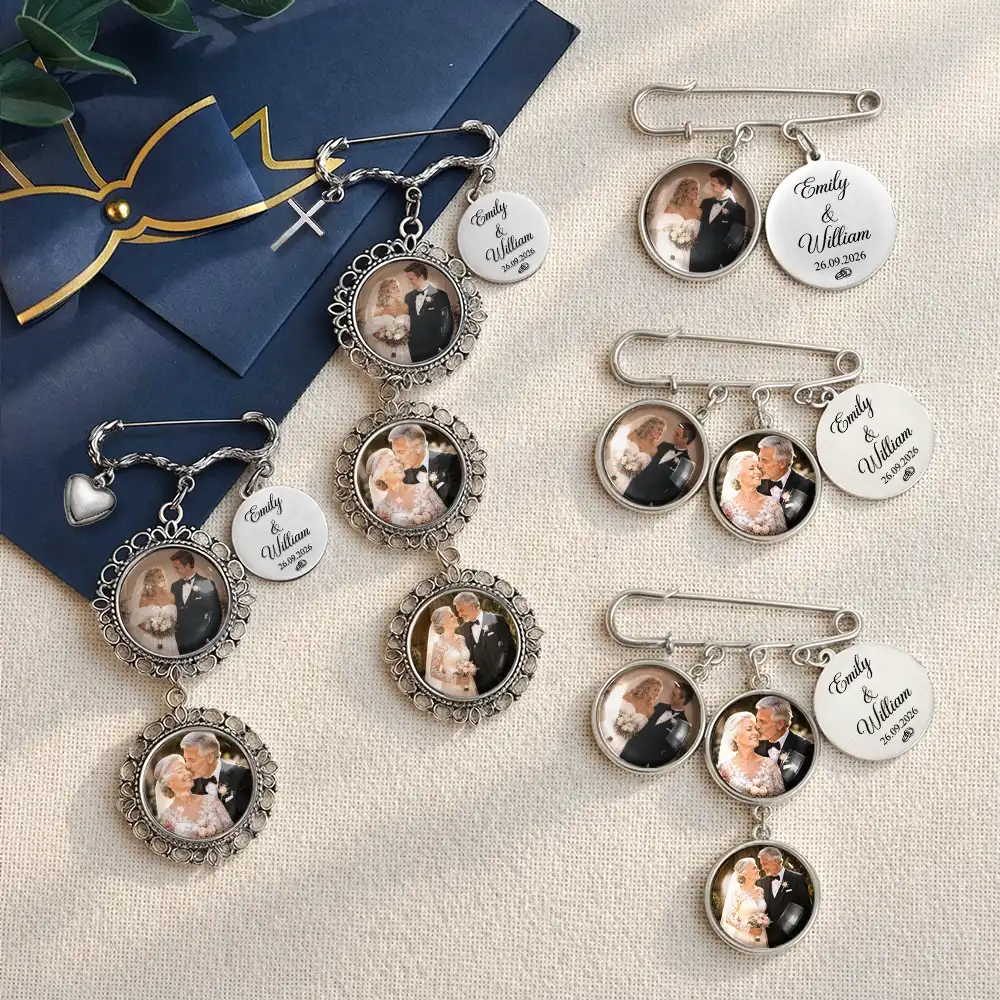 Sentimental, Custom Photo, Gift For Couples, Wedding, Upload Full Photo - Custom Photo Couple Wedding Day - Personalized Lapel Pin