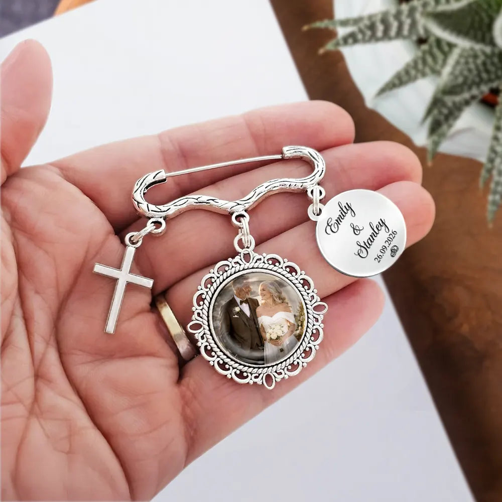 Sentimental, Custom Photo, Gift For Couples, Wedding, Upload Full Photo - Custom Photo Couple Wedding Day - Personalized Lapel Pin