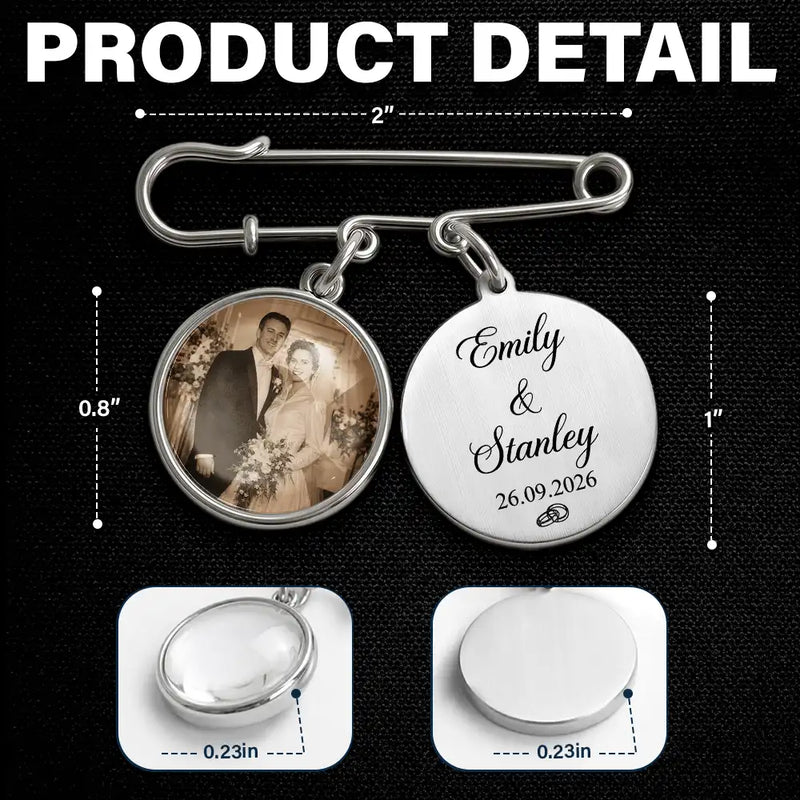 Sentimental, Custom Photo, Gift For Couples, Wedding, Upload Full Photo - Custom Photo Couple Wedding Day - Personalized Lapel Pin