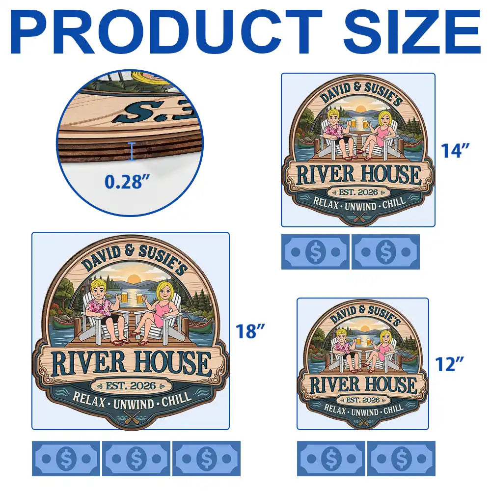 Outdoor Decor,Lake,Gift For Couples,Vector,Happy - Couple Welcome To Our Lake House - Personalized Custom Shaped Wood Sign
