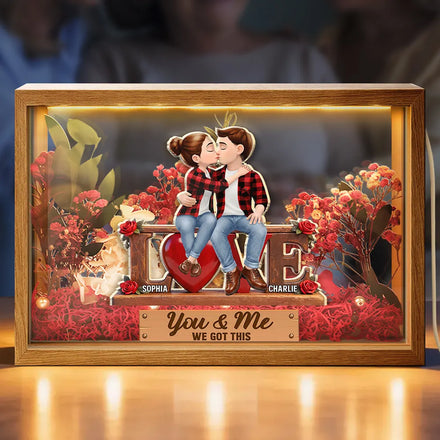 Couple You & Me We Got This - Personalized Flower Light Box