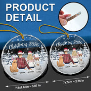 Gift For Couples,Pet Lovers,Pet Couple,Gift For Husband,Gift For Wife,Gift For Boyfriend,Gift For Girlfriend - Couple & Pets Christmas - Personalized Circle Glass Ornament