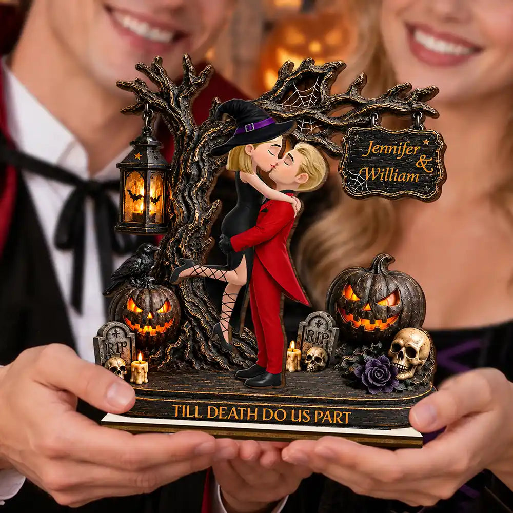 Halloween Couple Wooden Plaque – Personalized 