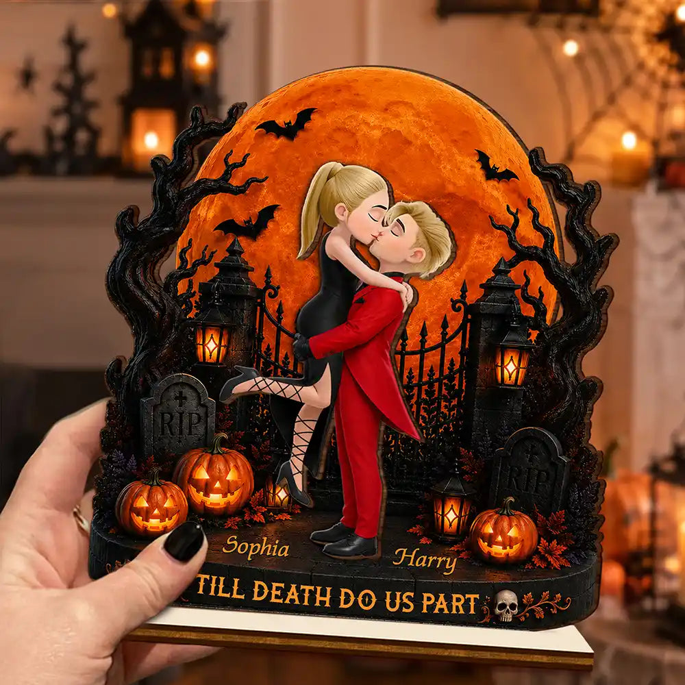 Halloween Couple Wooden Plaque – Personalized 