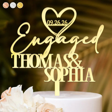 Couples Engaged Married - Personalized Cake Topper