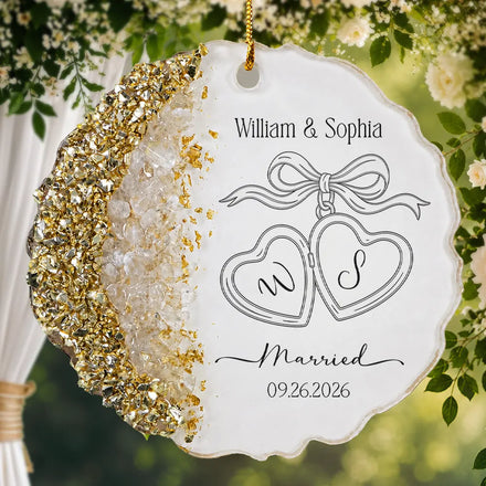 Couples Married Engaged - Personalized Resin Ornament
