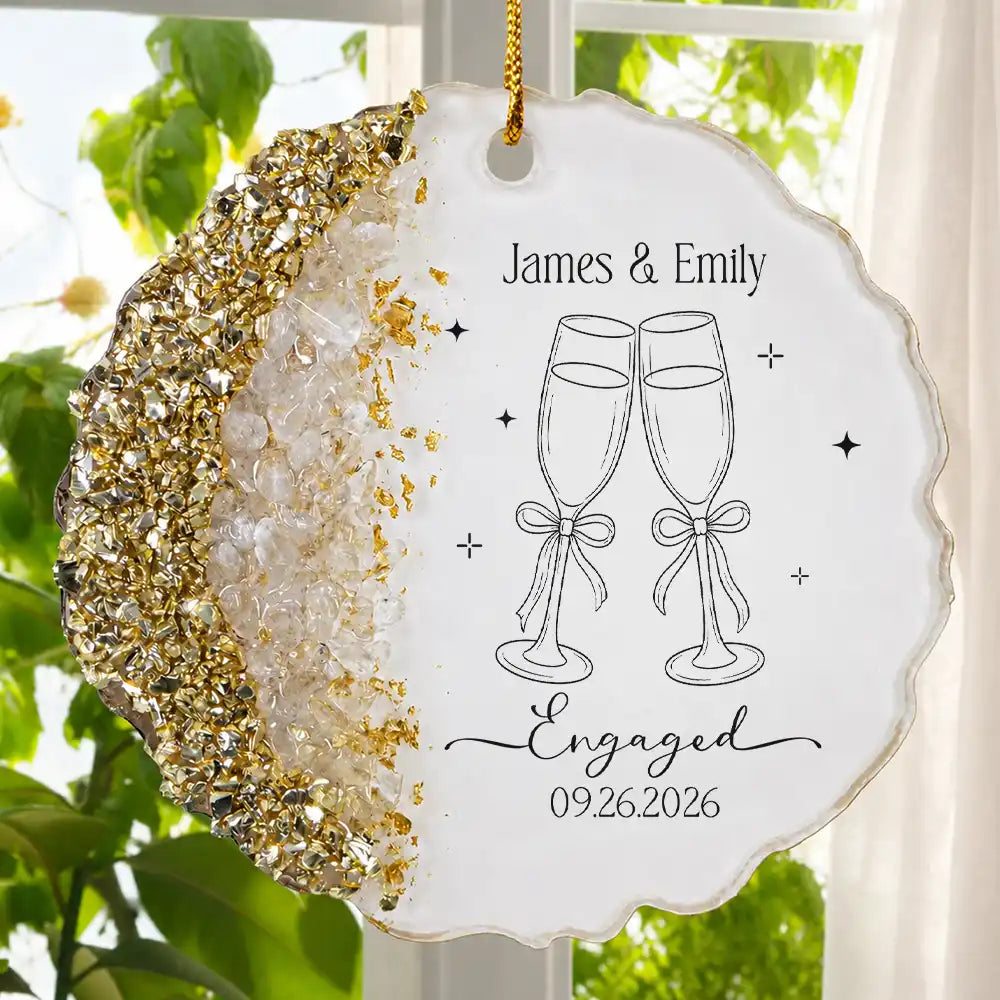 Romantic,Gift For Couples,Wedding,Icon - Couples Married Engaged - Personalized Resin Ornament