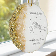 Romantic,Gift For Couples,Wedding,Icon - Couples Married Engaged - Personalized Resin Ornament