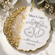 Romantic,Gift For Couples,Wedding,Icon - Couples Married Engaged - Personalized Resin Ornament