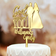 Romantic,Gift For Couples,Wedding,Vector - Couples Wedding God Gave Me You - Personalized Cake Topper