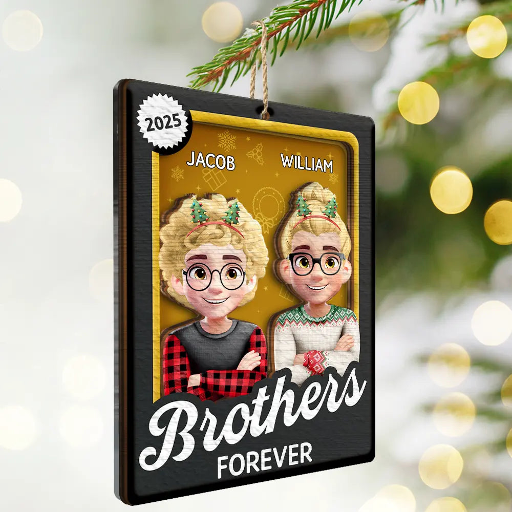 Gift For Sibling, Cousin, Happy, Christmas - Cousins Sibling Forever Toy Box 3D Effect Family - Personalized 2-Layered Mix Ornament