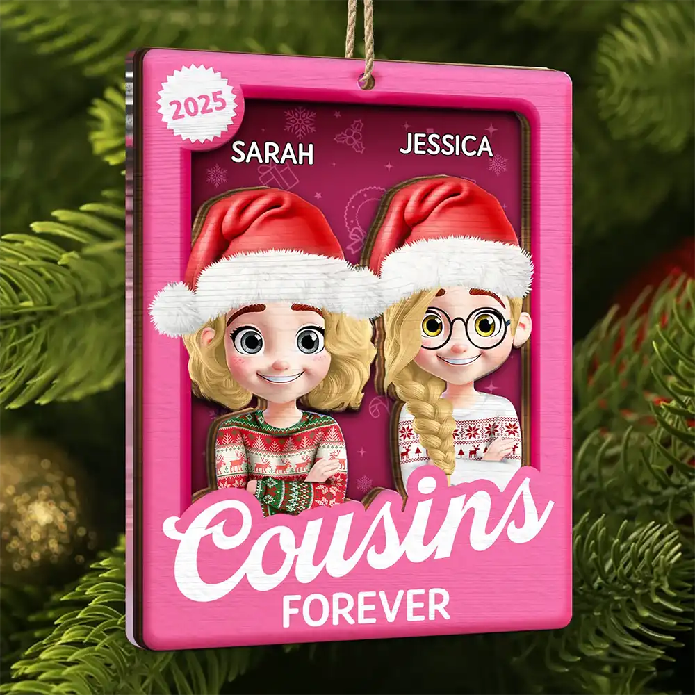 Gift For Sibling, Cousin, Happy, Christmas - Cousins Sibling Forever Toy Box 3D Effect Family - Personalized 2-Layered Mix Ornament