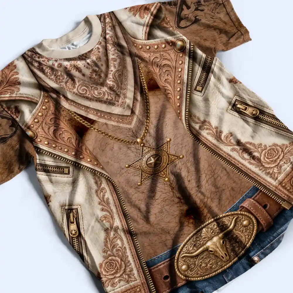 Humorous,Gift For Men,Gift For Yourself,Icon Cowboy Man Hairy Six Pack Body - Personalized Full Print T Shirt