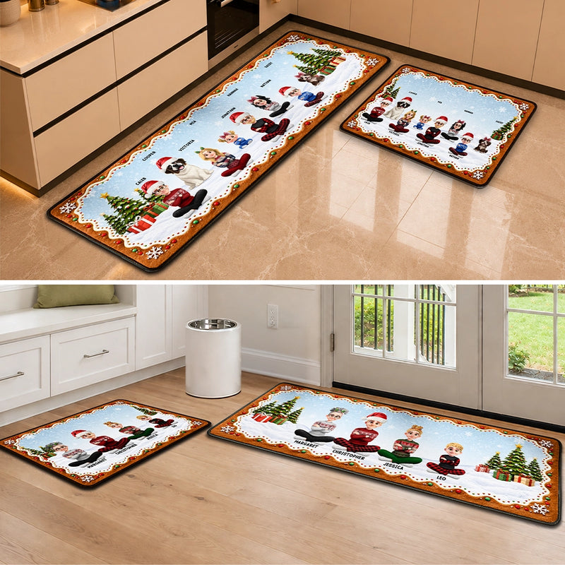 Sentimental,Christmas,Family,Vector - Cozy Family Christmas Gathering - Personalized Runner Rug