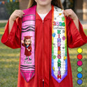 Gift For Kids,Gift For Grandkids,Grandpa - Grandkids,Grandma - Grandkids,Graduation,Happy - Crayon Graduation 3D Effect Kid - Personalized Kid Graduation Stole