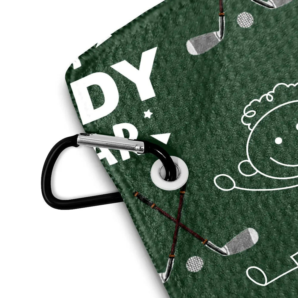Gift For Father,Gift For Grandpa,Funny,Dad's Hobby,Grandpa's Hobby,Golf,Non-Eng,Icon - Crayon Kids Doodle Child Drawing Best Dad Grandad By Par - Personalized Golf Towel