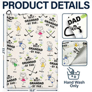 Gift For Father,Gift For Grandpa,Funny,Dad's Hobby,Grandpa's Hobby,Golf,Non-Eng,Icon - Crayon Kids Doodle Child Drawing Best Dad Grandad By Par - Personalized Golf Towel