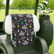 Gift For Father,Gift For Grandpa,Funny,Dad's Hobby,Grandpa's Hobby,Golf,Non-Eng,Icon - Crayon Kids Doodle Child Drawing Best Dad Grandad By Par - Personalized Golf Towel