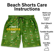 Gift For Father,Gift For Grandpa,Summer,Non-Eng,Icon,Adorable - Crayon Kids Doodle Child Drawing Best Dad Grandpa Ever - Personalized Unisex Beach Shorts