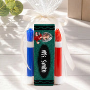 Back To School,Teacher,Proud,Vector - Crayon Name Teacher Glitter Effect - Personalized Whiteboard Eraser & Marker Set