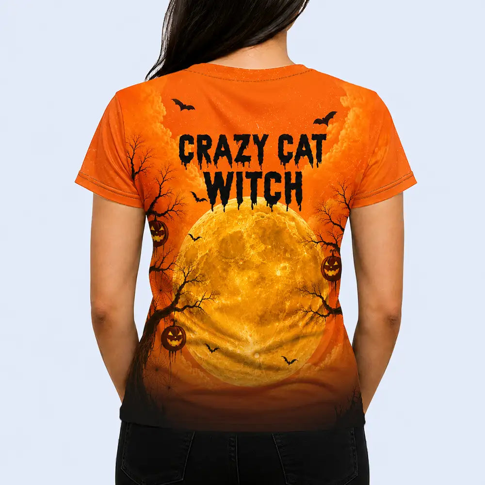 Playful, Halloween, Cat Mom, Gift For Mother, Pet Lovers, Vector - Cat Mom Halloween Witchy Cat Lovers - Personalized Full Print T Shirt
