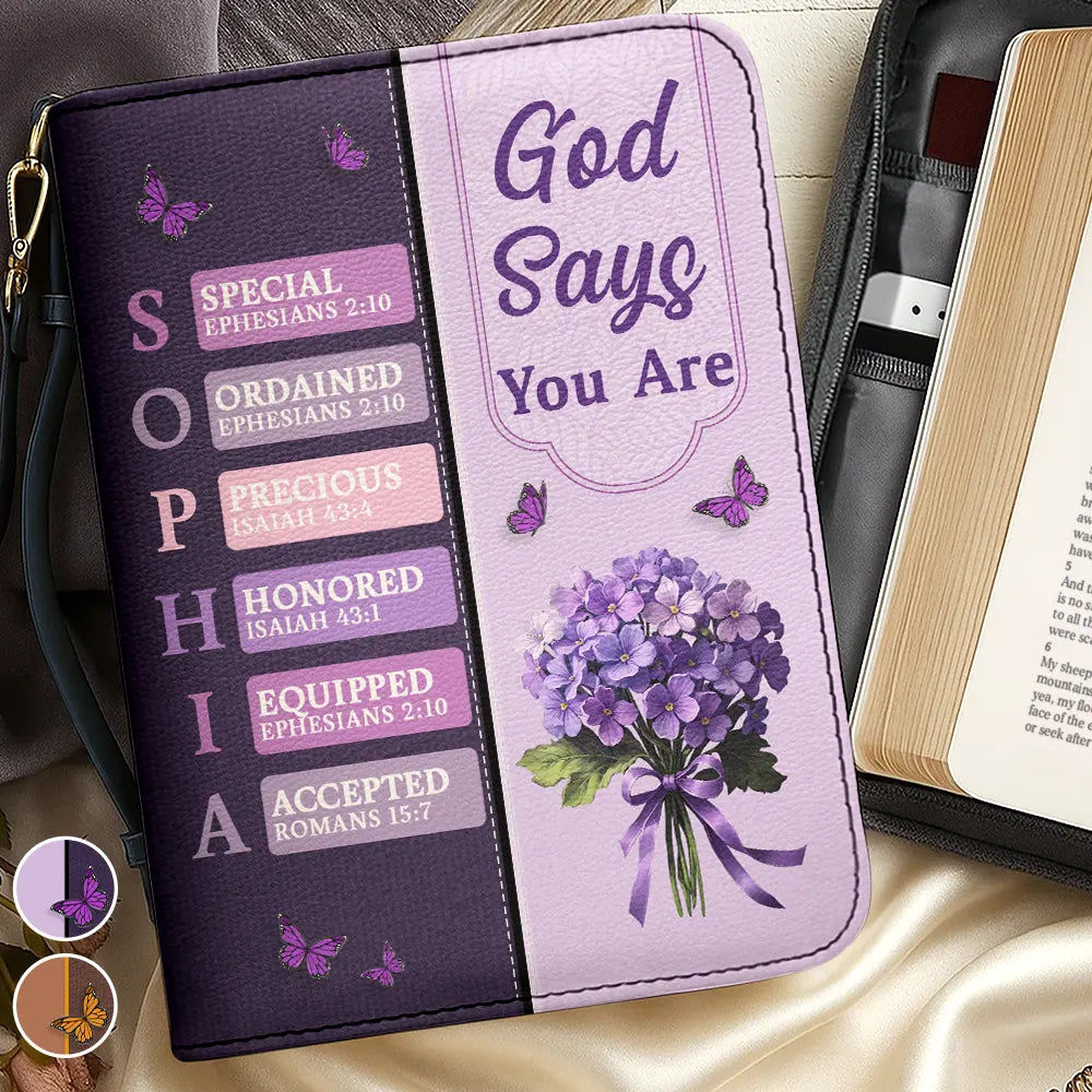 Created With A Purpose Birth Month Flower - Personalized Bible Cover