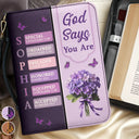 Christian, Gift For Women, Gift For Yourself - Created With A Purpose Birth Month Flower - Personalized Bible Cover