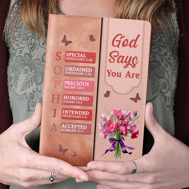 Gift For Wife,Gift For Girlfriend,Gift For Yourself,Gift For Women,Gift For Aunt,Gift For Mother,Gift For Grandma,Gift For Daughter,Gift For Sisters,Gift For Bestie,Happy,Christian,Icon - Created With A Purpose Birth Month Flower - Personalized Leather Journal