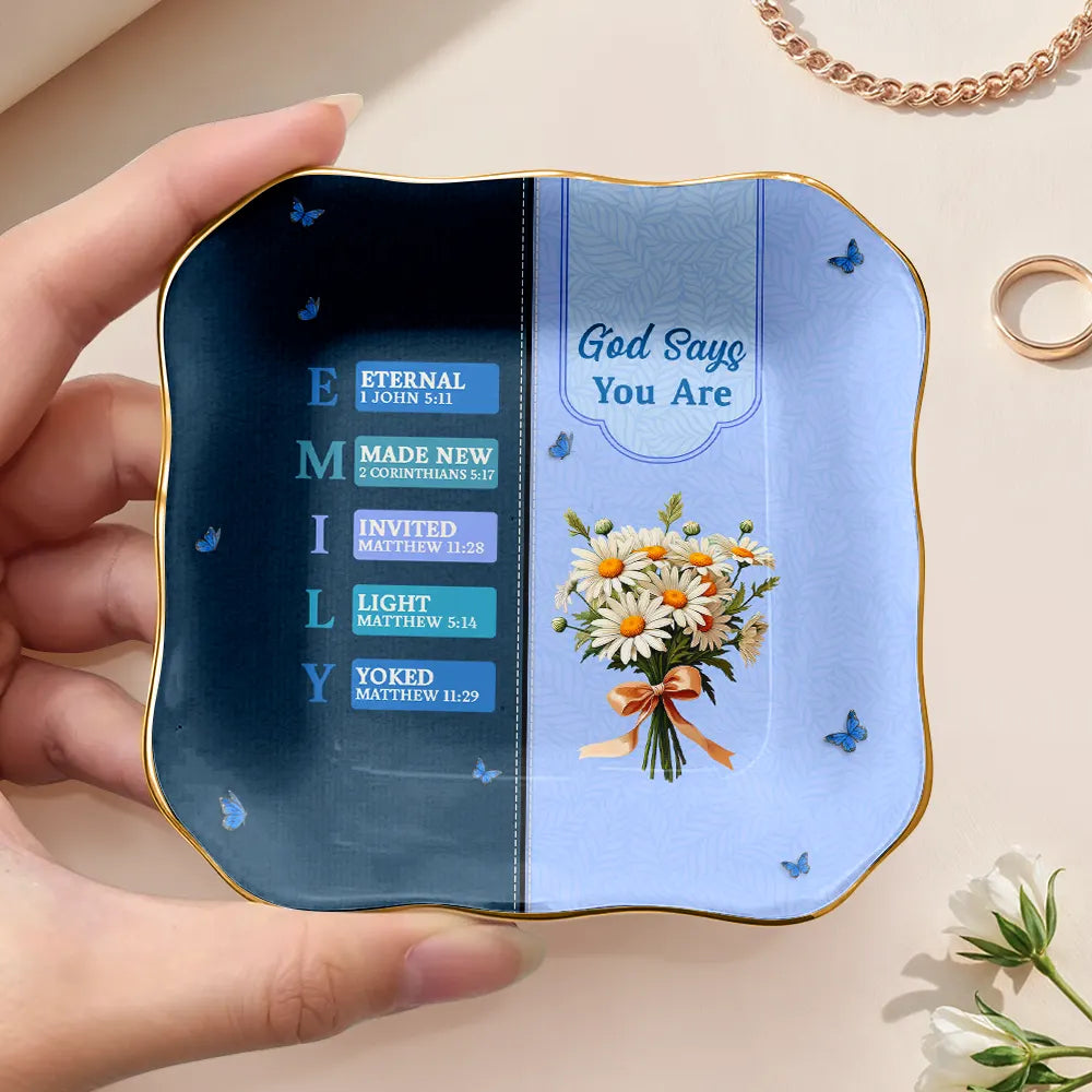 Gift For Wife,Gift For Girlfriend,Gift For Yourself,Gift For Women,Gift For Aunt,Gift For Mother,Gift For Grandma,Gift For Daughter,Gift For Sisters,Gift For Bestie,Happy,Christian,Non-Eng,Icon - Created With A Purpose Birth Month Flower - Personalized Ring Dish