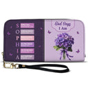 Gift For Wife,Gift For Girlfriend,Gift For Yourself,Gift For Women,Gift For Aunt,Gift For Mother,Gift For Grandma,Gift For Daughter,Gift For Sisters,Gift For Bestie,Happy,Christian,Icon - Created With A Purpose Birth Month Flower - Personalized Leather Long Wallet