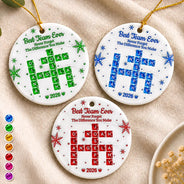 Grateful,Gift For Colleagues,Christmas,Crossword - Crossword 3D Inflated Effect Best Team Ever Never Forget The Difference You Make - Personalized Circle Ceramic Ornament