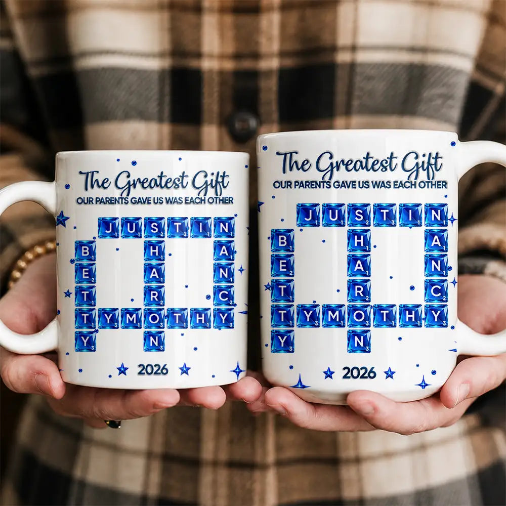 Sentimental,Christmas,Gift For Sibling,Crossword - Crossword Crystal Effect Brothers & Sisters Forever Linked Together - Personalized Mug