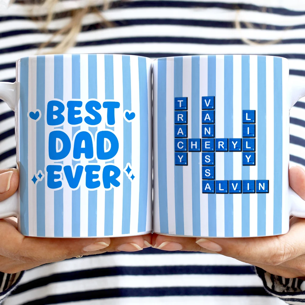 Gift For Grandpa,Gift For Grandma,Gift For Mother,Gift For Father - Crossword Best Dad Mom Grandpa Grandma Ever - Personalized White Edge-to-Edge Mug