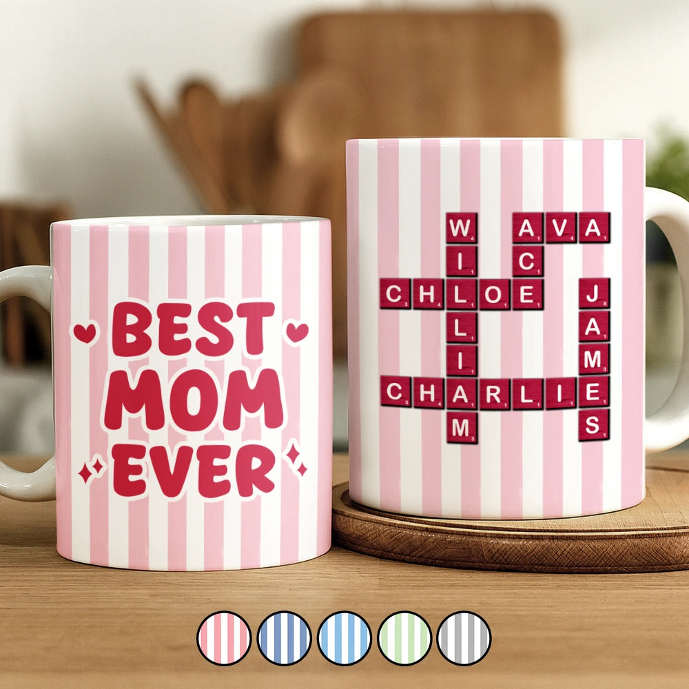 Crossword Best Dad Mom Grandpa Grandma Ever - Personalized White Edge-to-Edge Mug