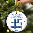 Gifts For Colleagues, Happy, Christmas - Crossword Best Team Ever - Personalized Circle Ceramic Ornament